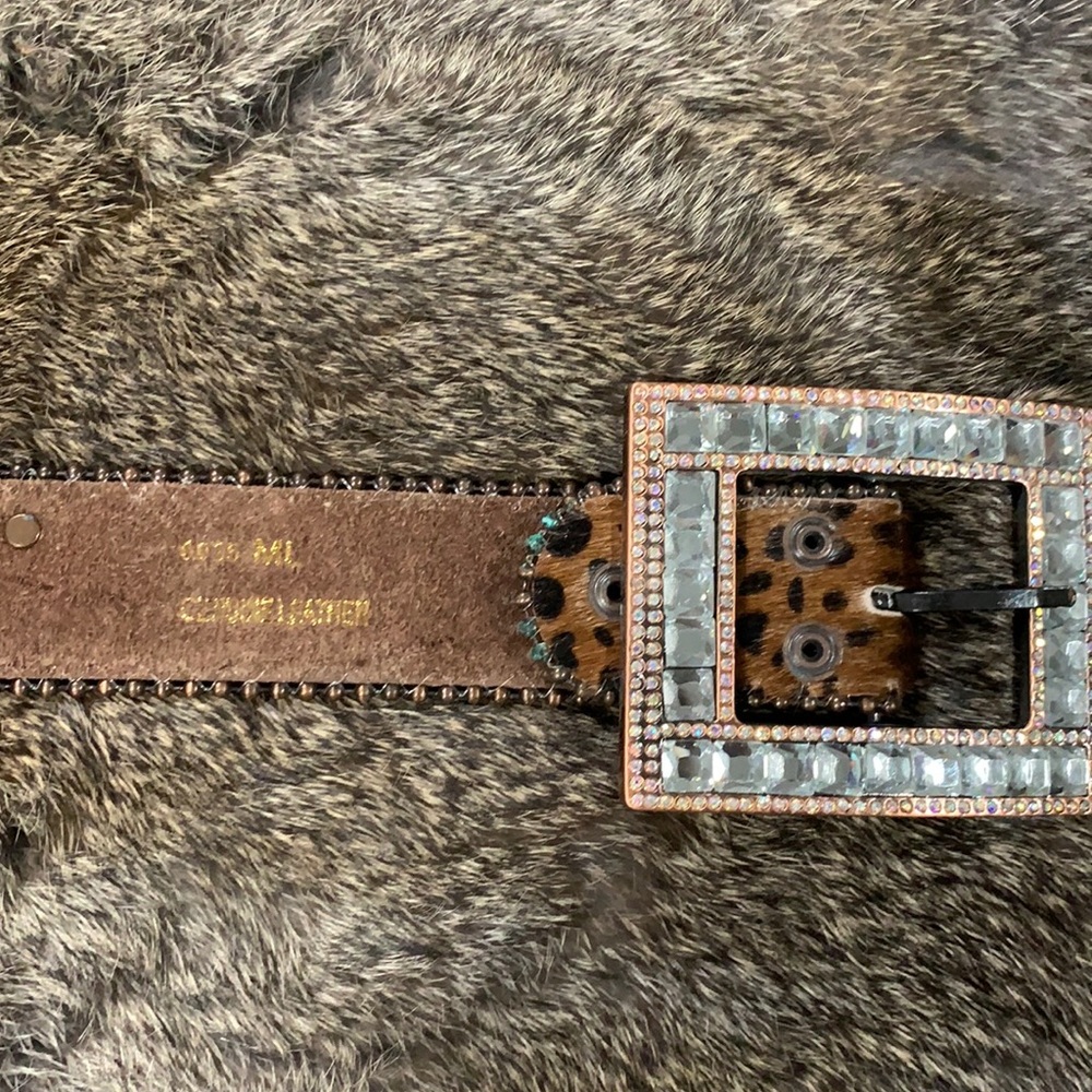 Women hair on hide belt
